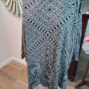 Lucky Brand Plus Size 2X Patterned Black and White Blouse
